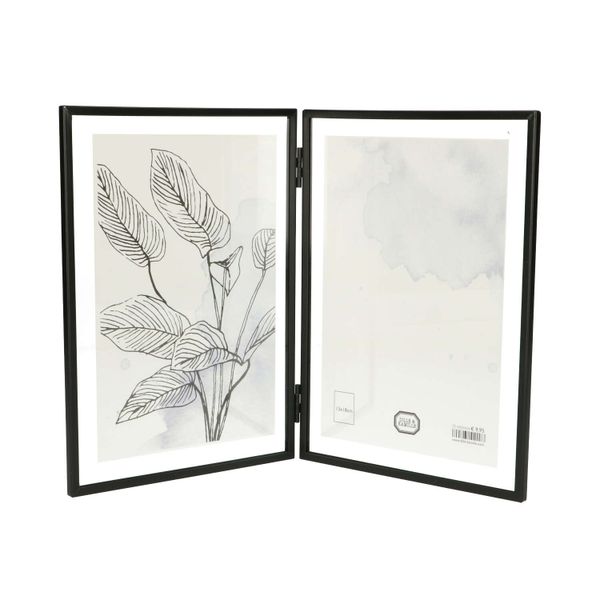 Twin-leaf frame, metal, black, 2 x 13 x 18 cm