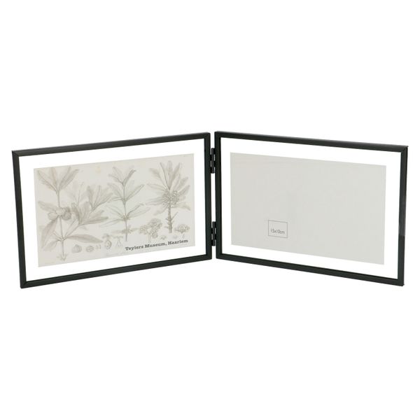 Fotolijstje tweeluik, metaal, zwart, 2x 15 x 10 cm
