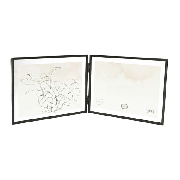 Doppel-Bilderrahmen, Metall, schwarz, 2x 18 x 13 cm