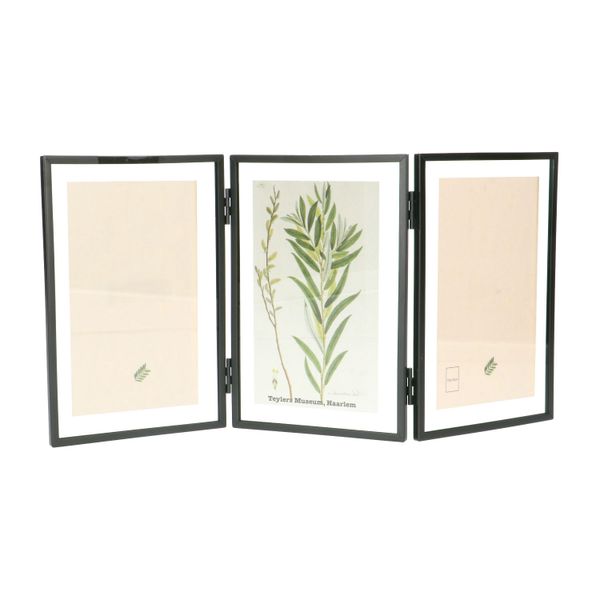 Fotolijstje drieluik, metaal, zwart, 3x 10 x 15 cm