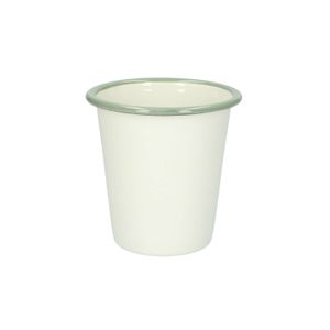 Cup, enamel, green/grey/white, Ø 9 cm