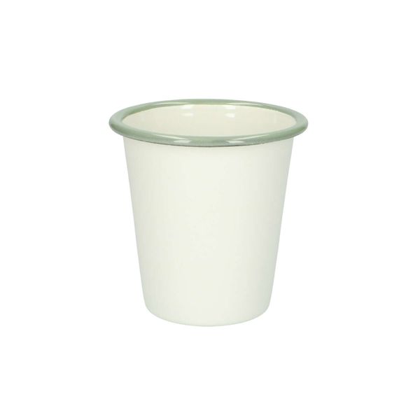 Beker, emaille, groengrijs/wit,Ø 9 cm