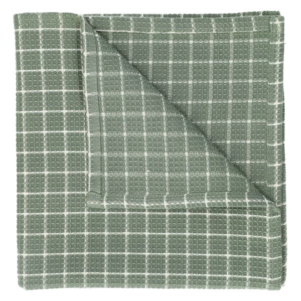 Vaatdoekje, bio-katoen, groengrijs/wit geruit