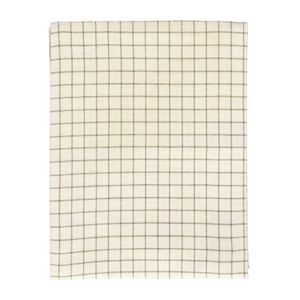 Tea towel, organic cotton, white/olive green chequered