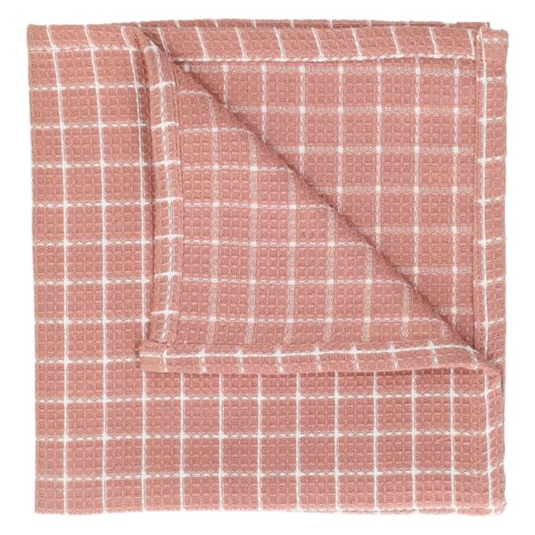 Vaatdoekje, bio-katoen, oudroze/wit geruit