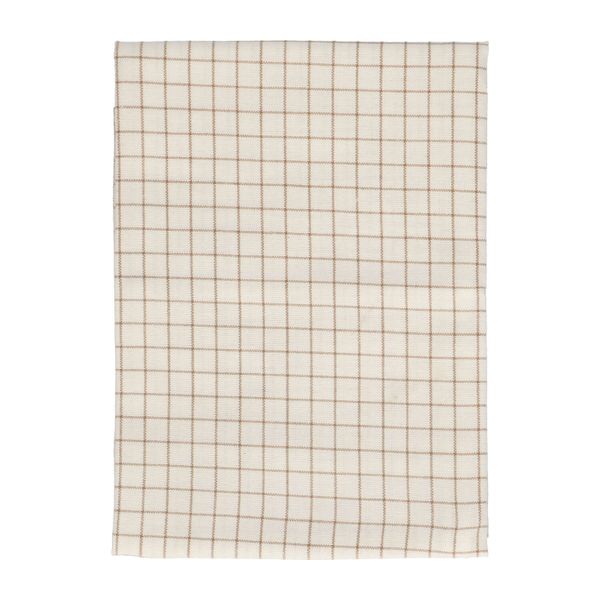 Theedoek, bio-katoen, wit/zandkleurig geruit