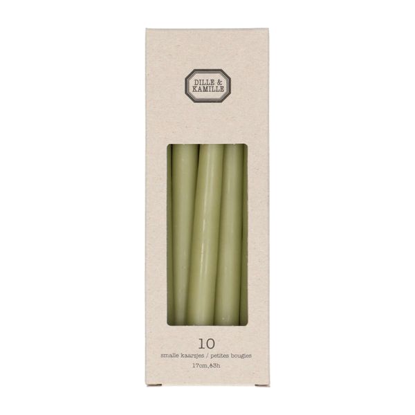 Dinner candles, light green, 17 cm, 10 pieces