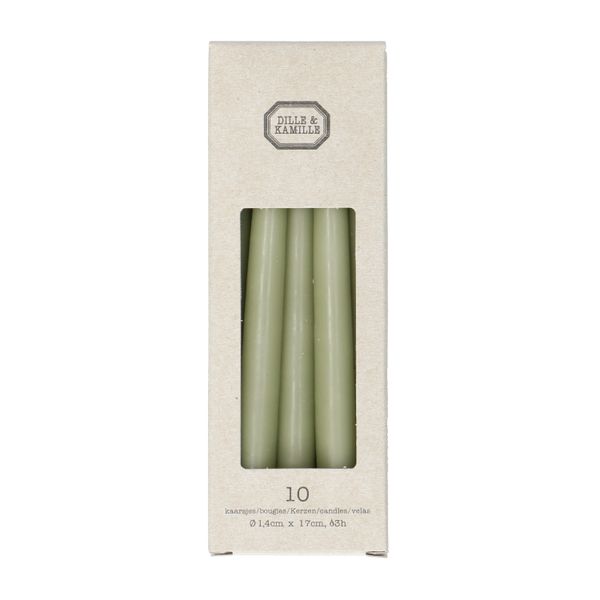 Kaarsjes smal, lichtgroen, 17 cm, 10 stuks