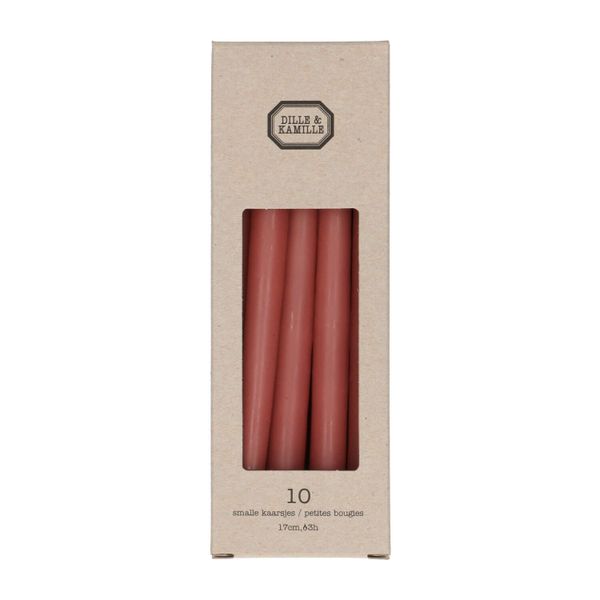 Bougies fines, rose, 17 cm, 10 pièces
