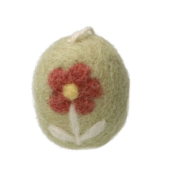 Paashanger ei, vilt, groen met bloemen