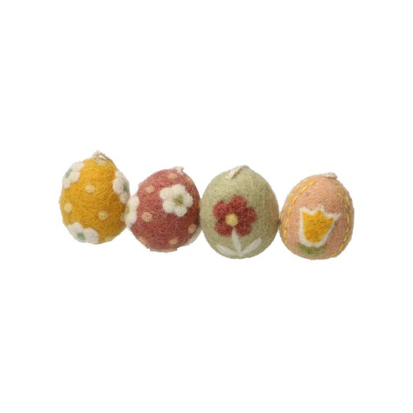 Paashanger ei, vilt, roze met tulpen