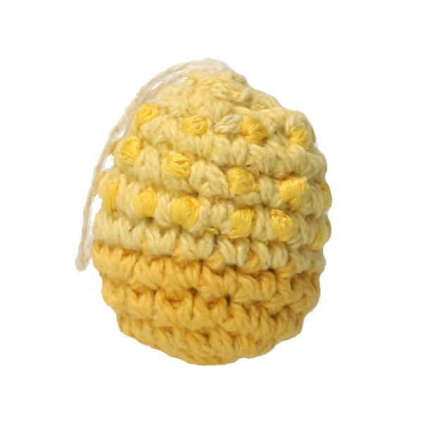 Osteranhänger, Ei, gehäkelte Baumwolle, gelb gepunktet