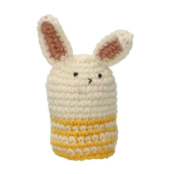 Bonnet d’œuf, lapin, laine, jaune