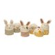 Bonnet d’œuf, lapin, laine, jaune
