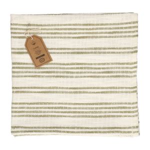 Floor cloth, cotton, white/olive-green striped, 60 X 60 cm