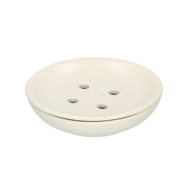 Zeepbakje, aardewerk, wit gespikkeld, Ø 9 cm
