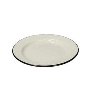 Plate, enamel, black/white, Ø 22 cm