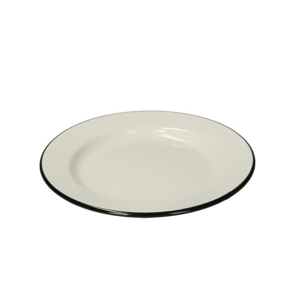 Assiette en émail, noir/blanc, Ø 22 cm