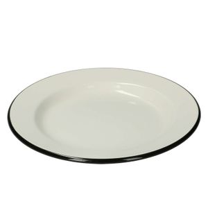 Plate, enamel, black/white, Ø 26 cm
