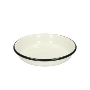 Deep plate, enamel, black/white, Ø 15 cm