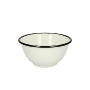 Bowl, enamel, black/white, Ø 15 cm