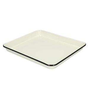 Tray, enamel, black/white, 31 x 27 cm