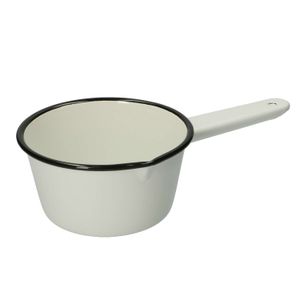 Saucepan, enamel, black/white