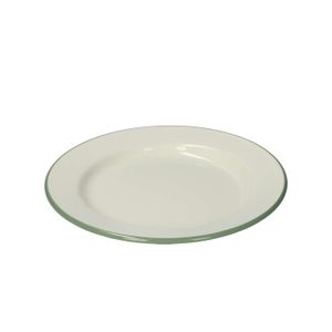 Plate, enamel, green-grey/white, Ø 22 cm