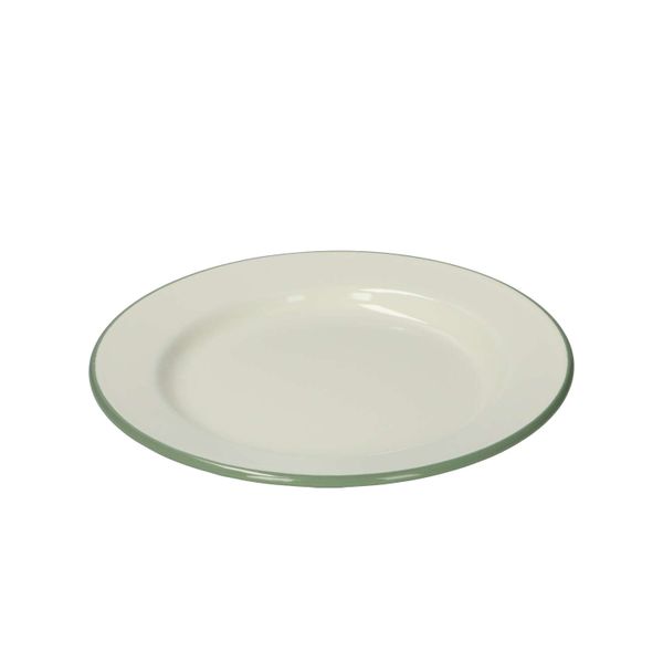 Assiette en émail, gris-vert/blanc, Ø 22 cm