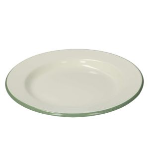 Plate, enamel, green-grey/white, Ø 26 cm