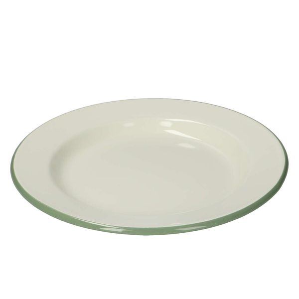 Assiette en émail, gris-vert/blanc, Ø 26 cm