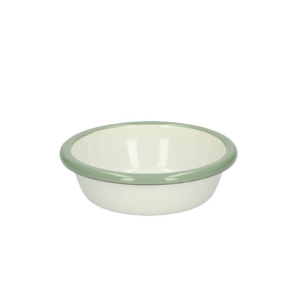 Bakje, emaille, groengrijs/wit, Ø 10,5 cm