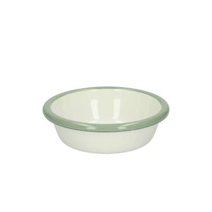Dish, enamel, green-grey/white, Ø 10.5 cm