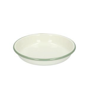 Deep plate, enamel, green-grey/white, Ø 15 cm