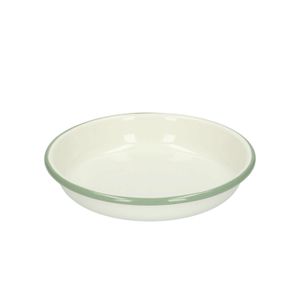 Assiette creuse en émail, gris-vert/blanc, Ø 15 cm