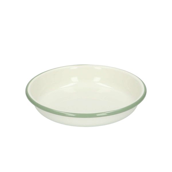 Deep plate, enamel, green-grey/white, Ø 15 cm