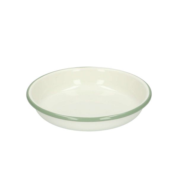 Assiette creuse en émail, gris-vert/blanc, Ø 15 cm