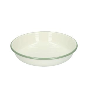 Deep plate, enamel, green/grey/white, Ø 19 cm