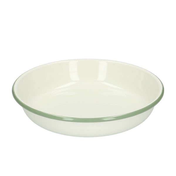Bord pasta, emaille, groengrijs/wit,Ø 23 cm