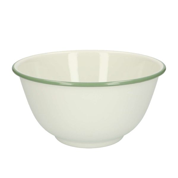 Schaal, emaille, groengrijs/wit,Ø 21,5 cm