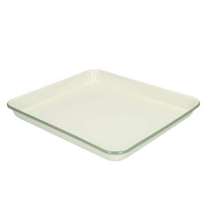 Tray, enamel, green-grey/white, 31 x 27 cm