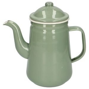 Koffiepot, emaille, groengrijs/wit, 1,3 L