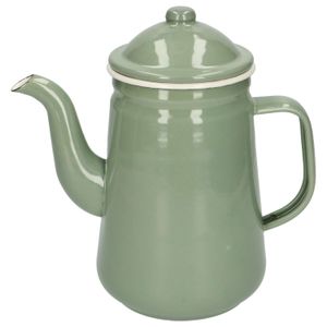 Coffee pot, enamel, grey-green/white, 1.3 L