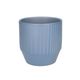 Bloempot, keramiek, mat blauw geribbeld, Ø 13 cm