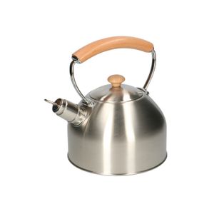 Whistling kettle, stainless steel with wooden handle, 2.5 litres