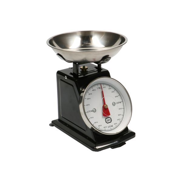 Retro kitchen scale, metal, black, 1kg