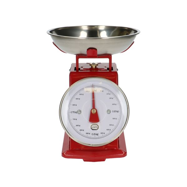 Balance de cuisine, métal, rouge, 1 kg 