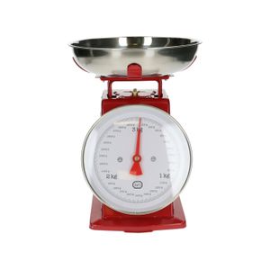 Balance de cuisine, métal, rouge, 3 kg 