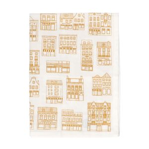 Tea towel, organic cotton, white with yellow façades