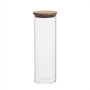 Storage jar with bamboo lid, glass, 1650 ml